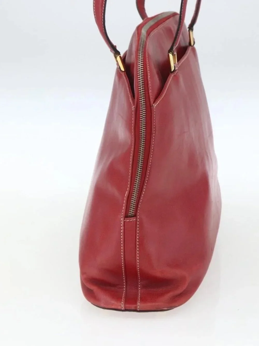 Salvatore Ferragamo Shoulder Bag Leather Red Gold Auth 162152